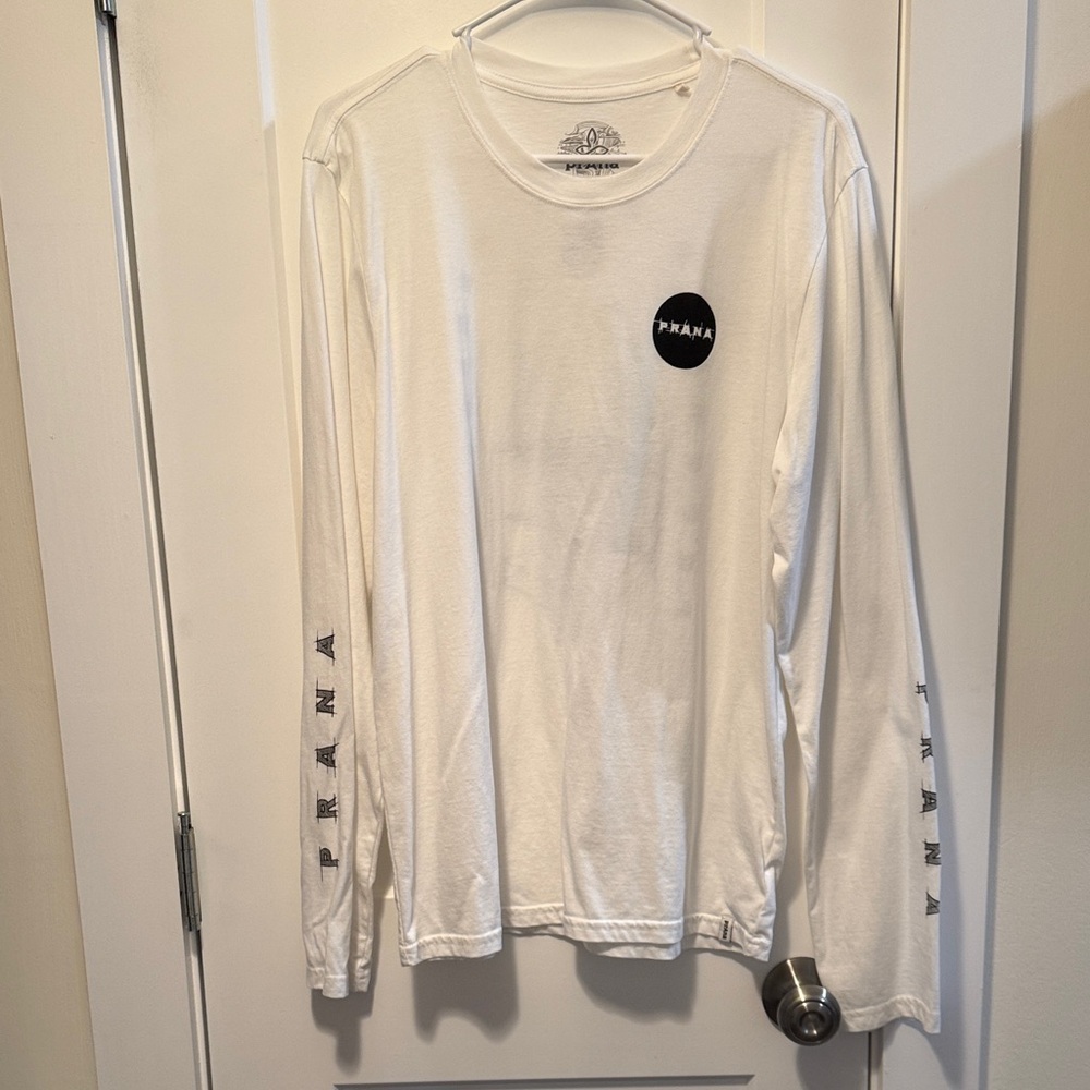 Prana Men's Live the Journey White Long Sleeve Tee size M